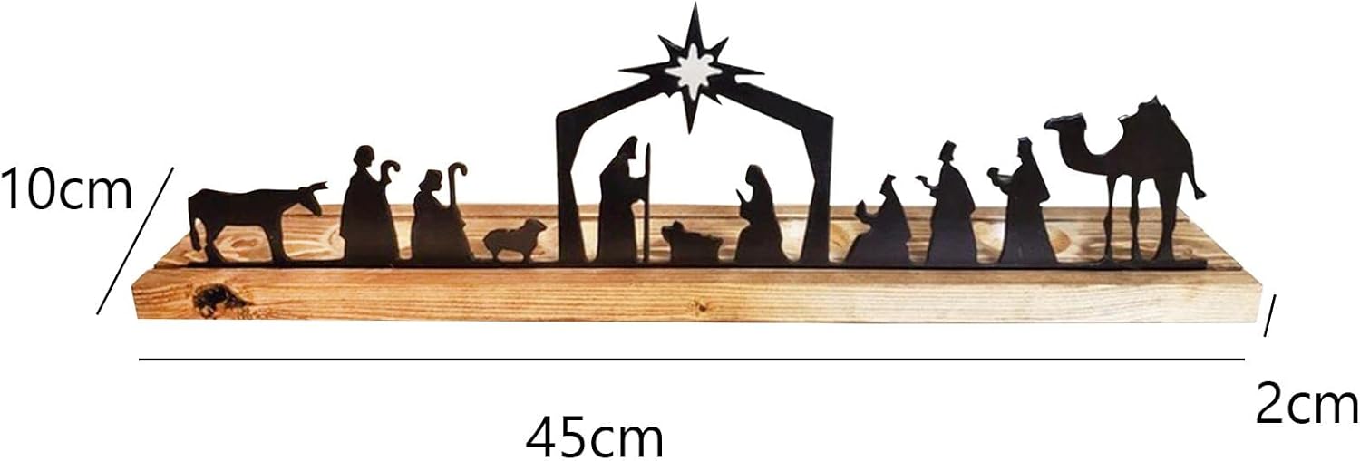 Metal Nativity Scene Sets Small Figurines Standing for Table Home Decor