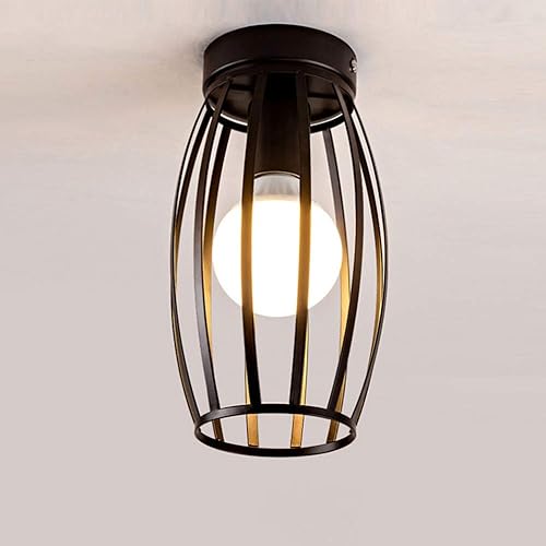 Miniatura 9 de E26 - Lámpara de techo industrial retro vintage de montaje empotrado, iluminación colgante retro, lámpara de techo colgante para pasillo, escalera