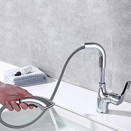 Robinet de lavabo en laiton chromé haut de gamme réglable avec douchette rétractable