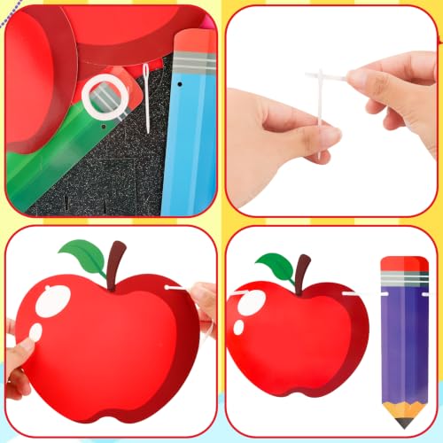 Image of Welcome Back to School Banner First Day of School Garland Black Glitter Pencil Apple Classroom Decorations for Teacher Preschool Classroom Office Home Decor Photo Backdrop Party Favors