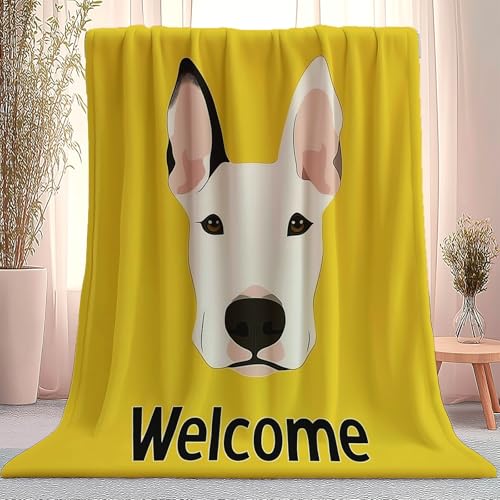 Manta en Bulldog De Dibujos Animados Simple Patrón para sofá Cama Grande Suave, Ligero y Esponjoso en Manta de Franela Polar para Todas Las Estaciones 200 x 220 cm, Amarillo