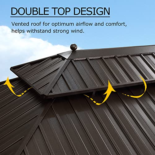 Purple Leaf 10' X 12' Hardtop Gazebo Canopy For Patio Deck Backyard Heavy Duty Outside Sunshade With Netting And Curtains Outdoor Permanent Metal Pavilion #TOP7
