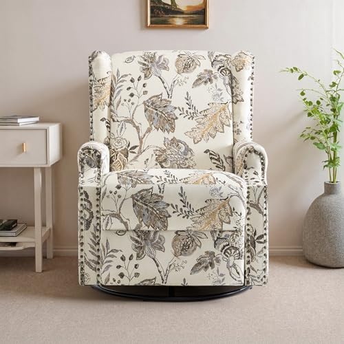 Sillón reclinable giratorio tela beige miniatura 7