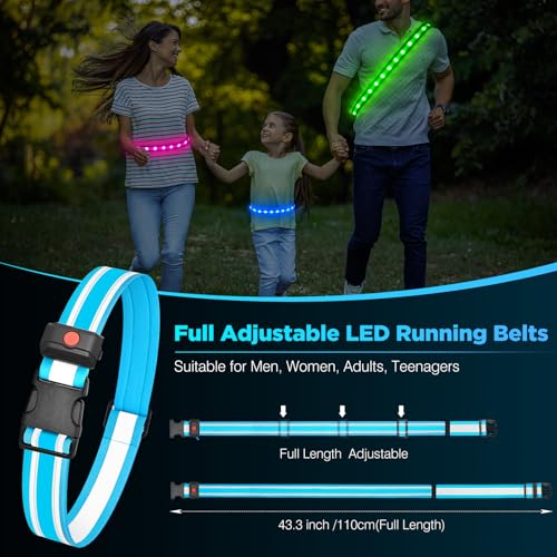 Higo Rechargeable LED Running Belt – Reflective Adjustable Glowing Waistband, Safety Running Lights for Runners, High Visibility Gear for Night Running, Cycling & Hiking (Blue) - image 6