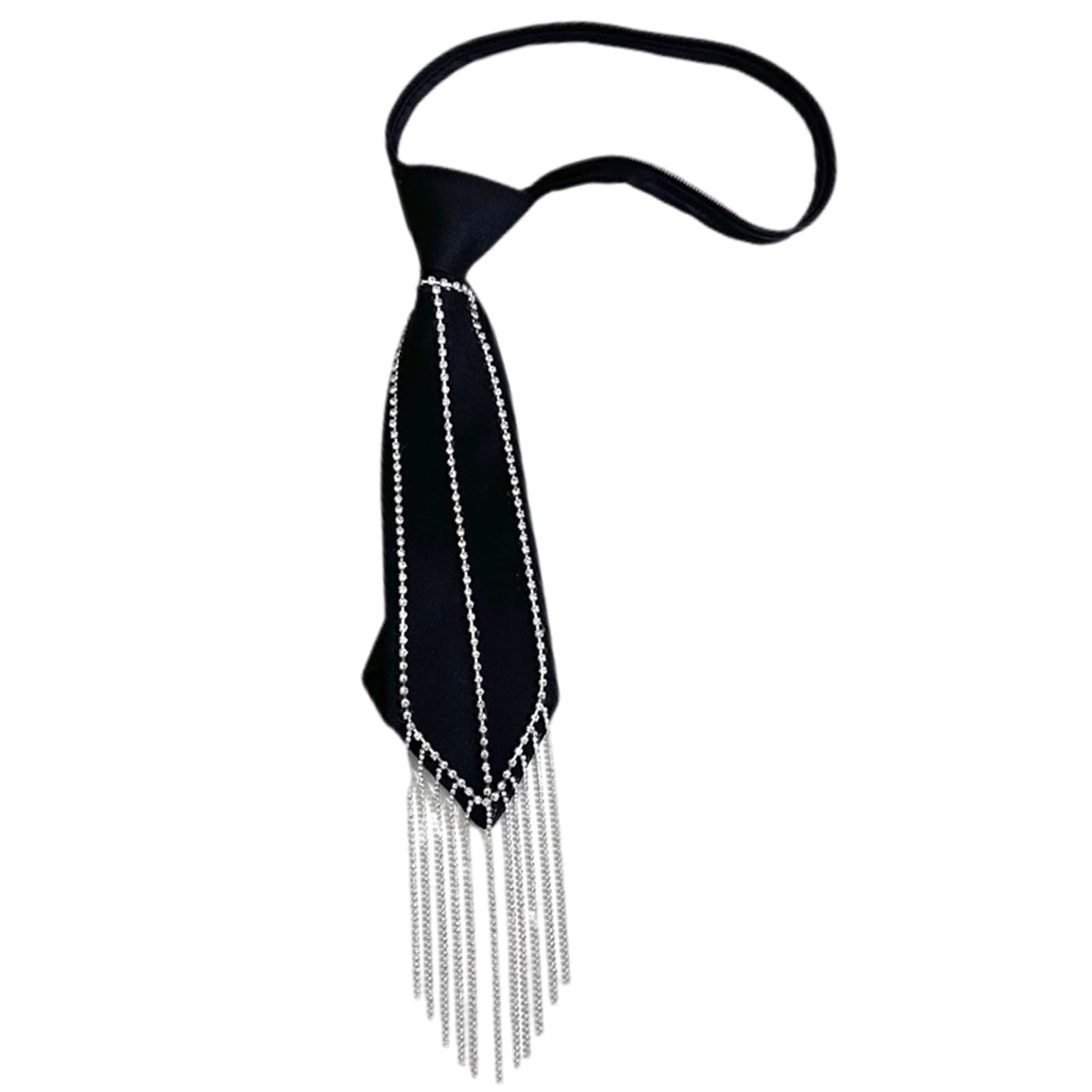 MICFENY Uniform Black Ties Rhinestones Tassels Collar Japan seifuku Cosplay Pre-tied Tie Schoolgirl Suit Neckwear