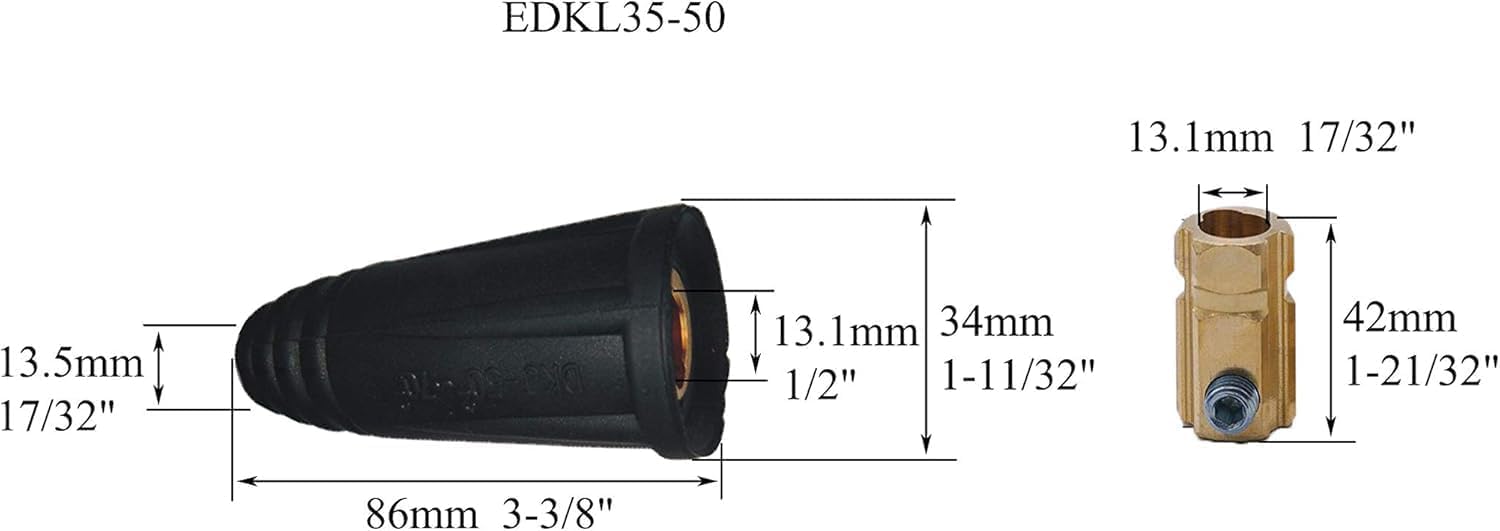 RIVERWELD TIG Welding Cable Panel Connector Socket EDKL35-50 315Amp with Black and Red Colour Dinse-Style Quick Fitting 4pcs - Image 3