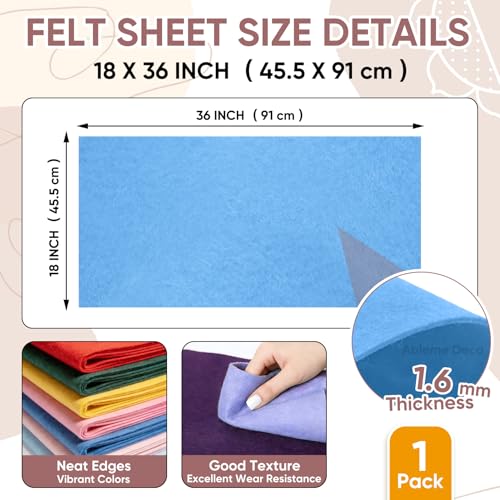 Image of Soft Felt Fabric Sheet 18 inch x 36 inch, 1.6mm Acrylic Craft Felt, Sky Blue | Soft Thick Felt by The Yard, Large Precut Sheet, Nonwoven Fabric for Sewing DIY Crafts, Classroom & Home Decor