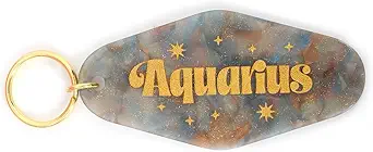 Astrological Leo Zodiac Sign Acrylic Keychain with Gold Stars