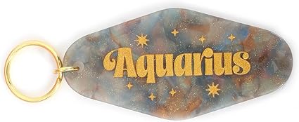 Astrological Leo Zodiac Sign Acrylic Keychain with Gold Stars