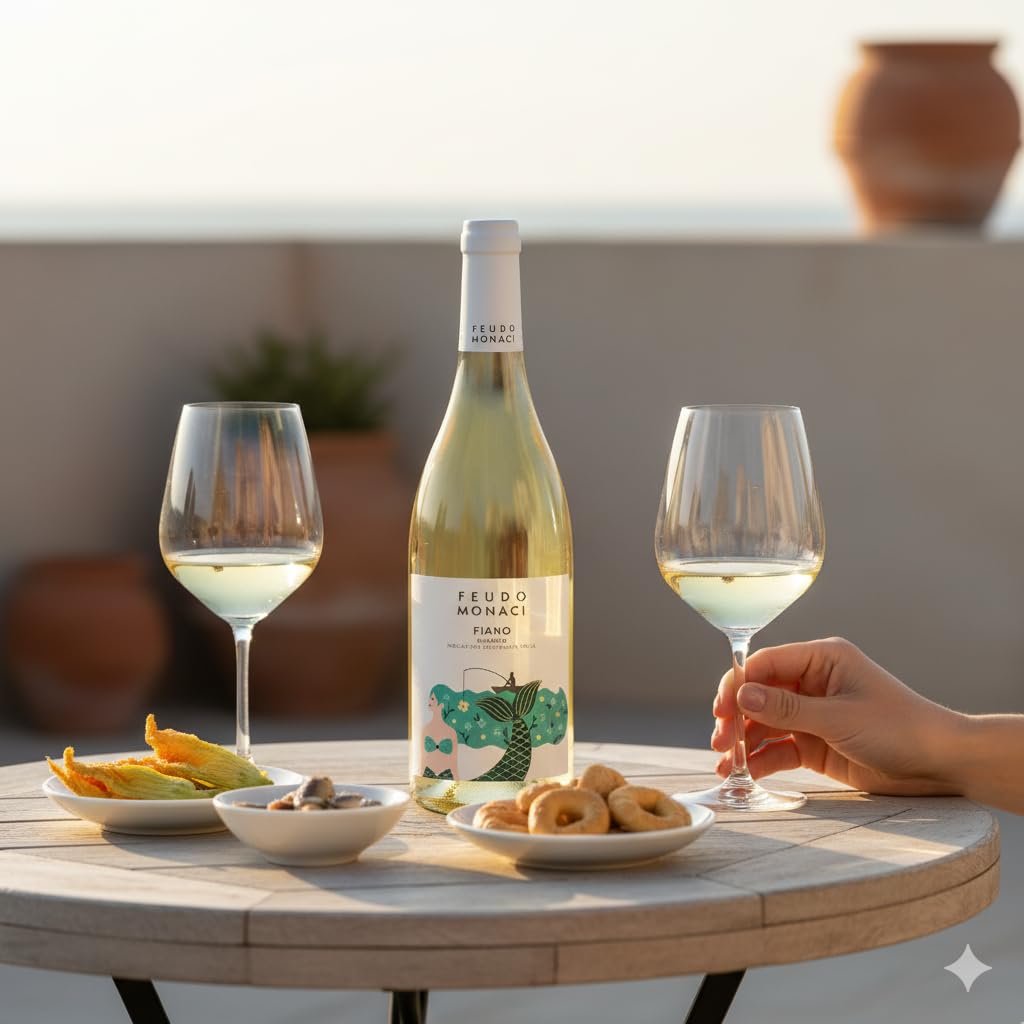 Feudo Monaci Fiano Salento IGT - Vino Bianco Fermo, 6 bottiglie