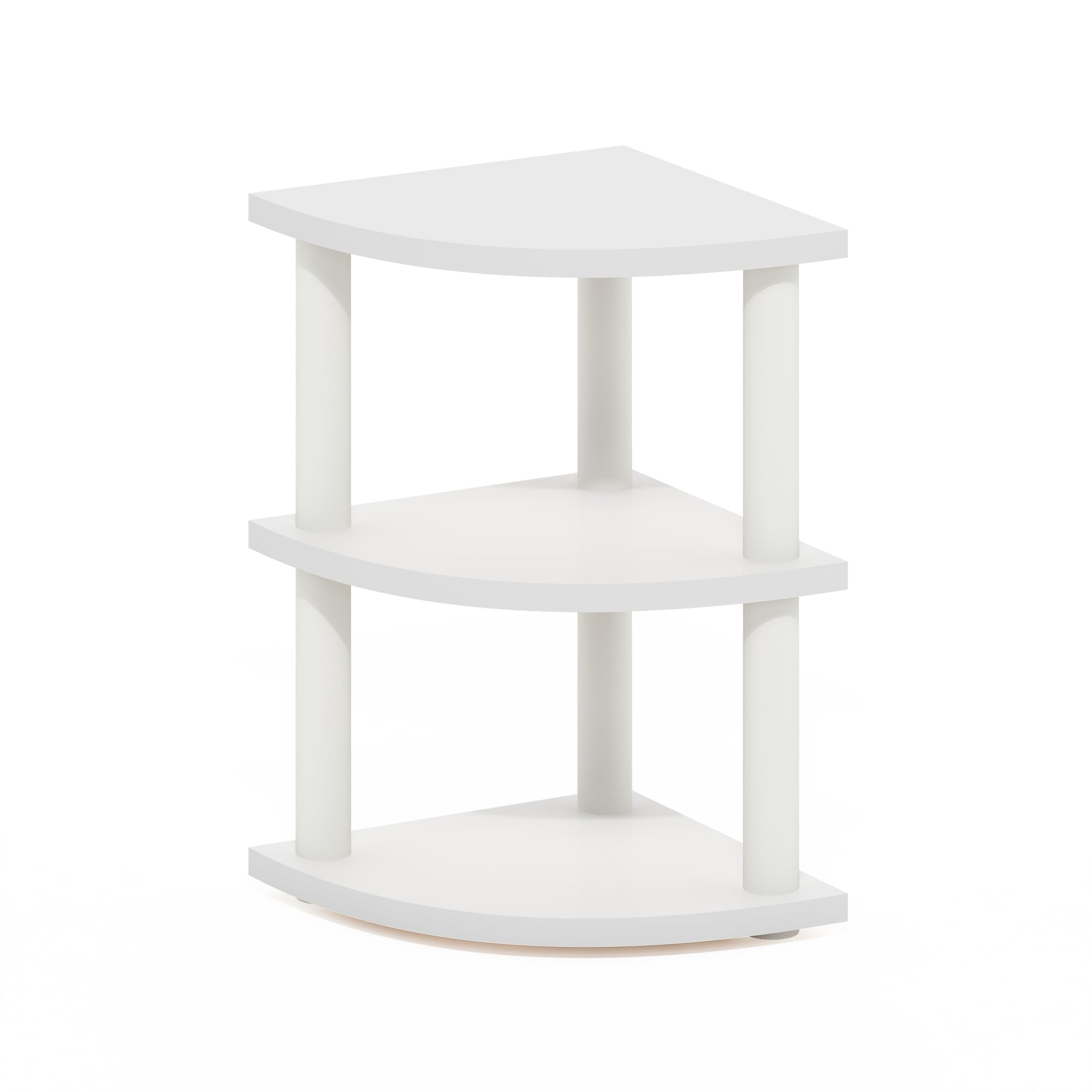 Furinno Turn-N-Tube 3-Tier Corner Countertop Organizer Shelf, White/White