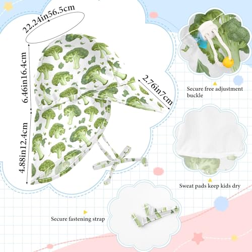 Baby Sun Hat Broccoli Pattern Toddler Kids Beach Hat Neck Flap Cap Sun Protection Girls Boys Summer Hat Swim Bucket Hat for Travel Hiking Outdoor Multicolor4