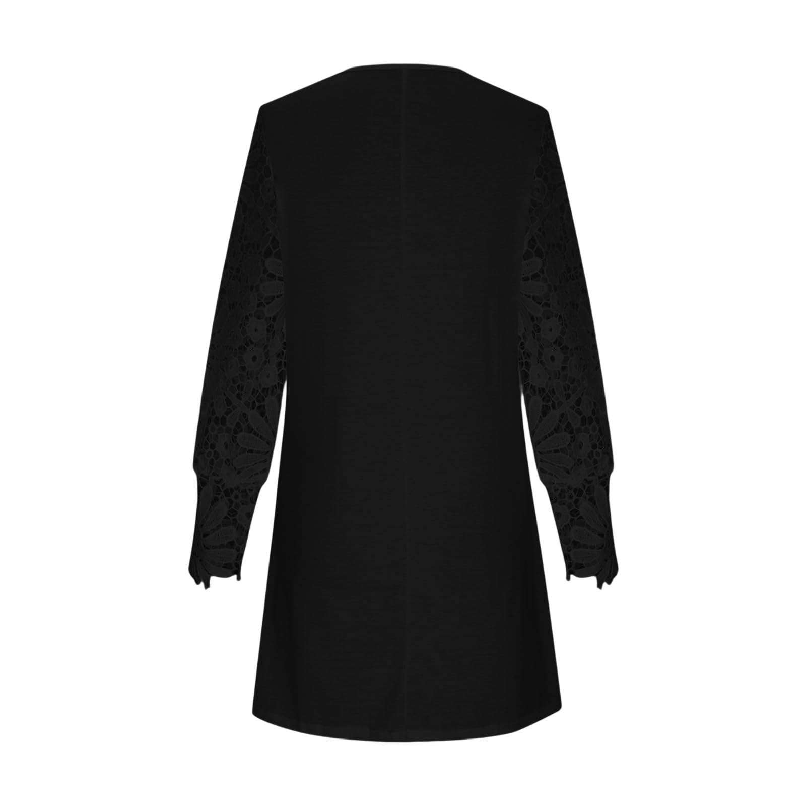 Robe De SoiréE Femme Manches Longues Dentelle Col V avec Boutons Mini Robes Chic Et Elegant Slim Fit Casual Solide Pas Cher Grande Taille pour Princesse De Promo Anniversaire Dress