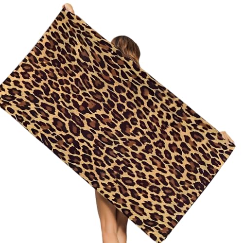 KDFSSIPE Toalla Impresión De Leopardo, Animal Impresión Toallas, Toalla Secado Rápido - Beach Towel con Animal Print Leopardo para Viajes, Piscina 75 * 150cm