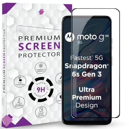 Image of Premium Tempered Glass Screen Protector Guard For Moto G45 5G (6.5 Inch, Pack of 1) | Edge to Edge Coverage With Easy to installation kit