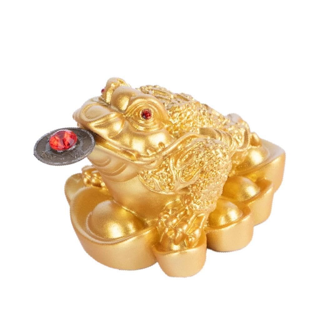 Statue Feng Shui en résine dorée aux finitions soignées style luxueux