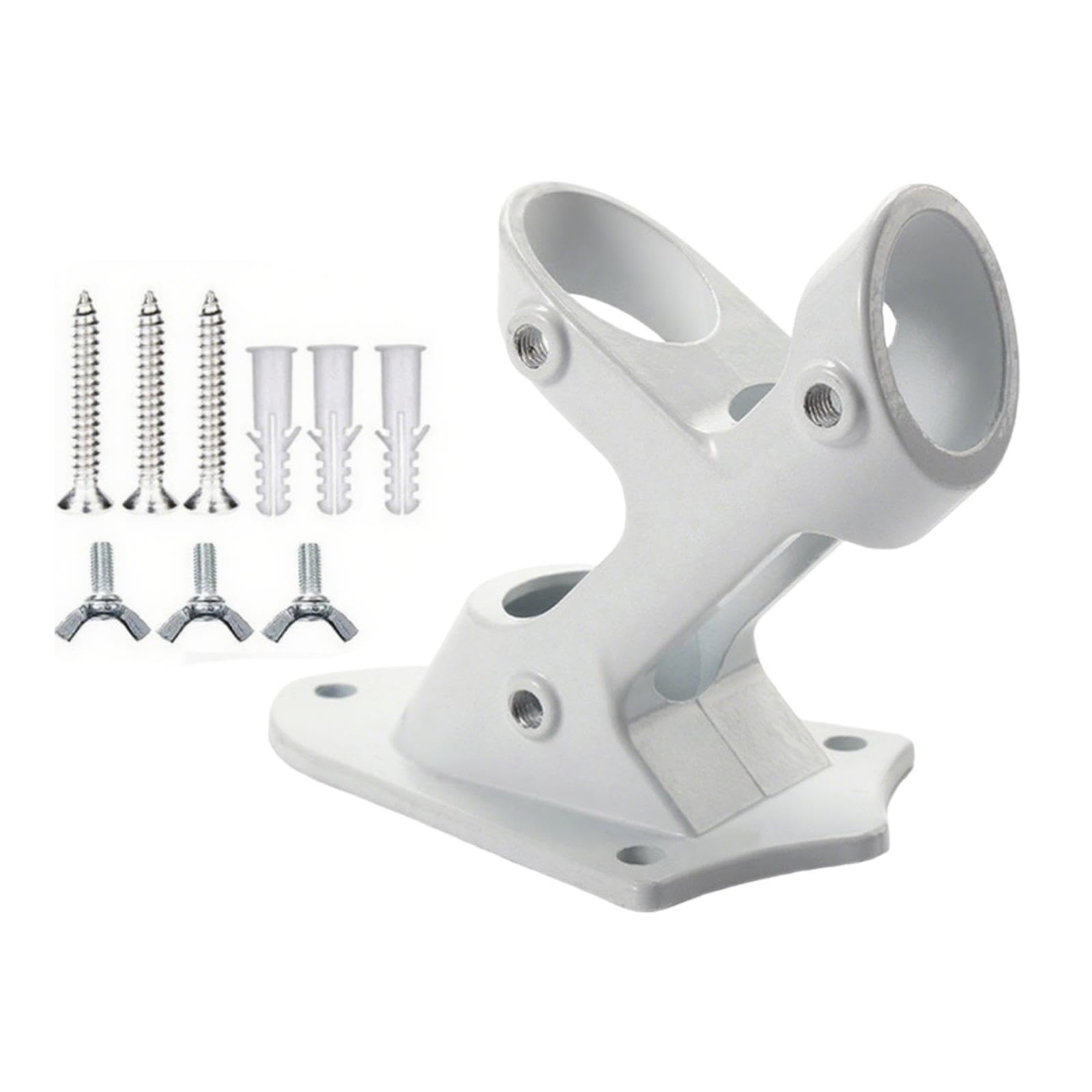 Pole Holder for Outdoor Multifunctional 2 Position for Garden Roof Lawn White | Poles & Parts | Garden Déco | Yard, Garden & Outdoor-picture-35