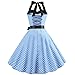 Vintage Women 1950s Rockabilly Swing Dress Pinup 50s Retro Hepburn Style Halterneck A-Line Dresses #A: Light Blue L