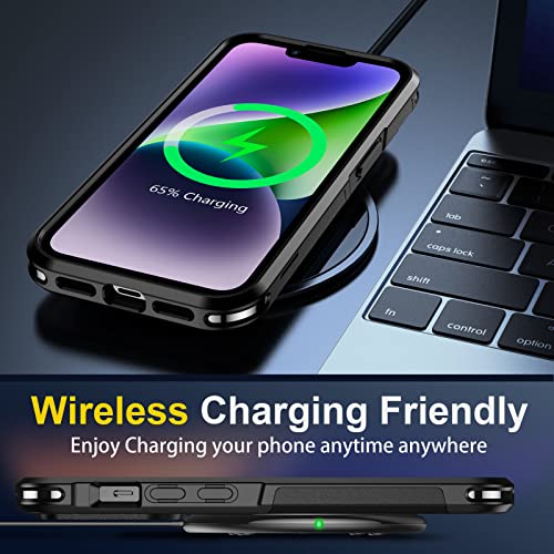 Spidercase For Iphone 14 Case, [10 Ft Military Grade Drop Protection][Non-Slip] [2+Tempered Glass Screen Protector][2+Tempered Camera Lens Protector] Heavy Duty Full-Body Shockproof Case, Black #TOP6