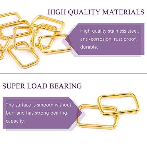 Swpeet 60Pcs 5/4 Inch, 32mm Gold Metal Rectangle Ring - Image 3