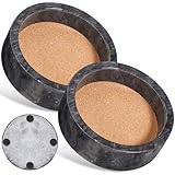 Hoolerry 2 Pcs Marble Wine Bottle Coaster Set Small Marble Wine Bottle Holder for Table with Absorbent Cork for Glass Jewelry Key(Black)