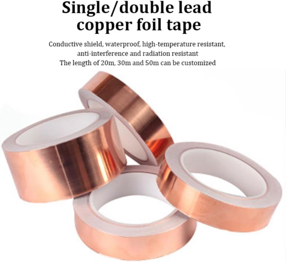 2pcs 15/20MM Copper Tape Snail Adhesive EMI Shielding Conductive Adhesive Foil Tape for Stained Glass Paper Circuit Electrical Repair (Size : 5mm)