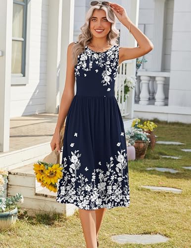 Image of Zeagoo Women's Summer Tank Midi Dress with Pockets Floral Sleeveless A-Line Casual Loose T-Shirt Dresses Beach Sundress 2026