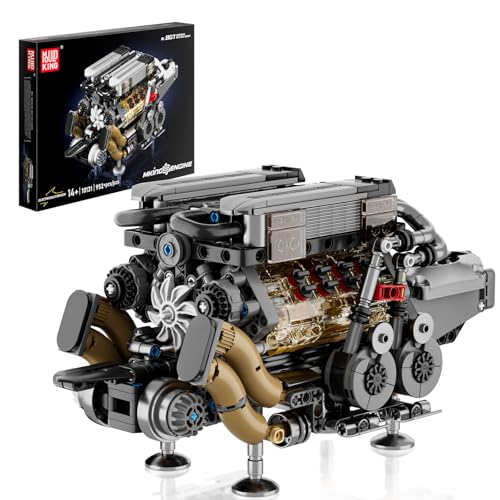 Mould King W16 Engine Kits That Runs, Build Your Own Twin V8 Engine, Visible Car Motor Blocks Set, Physical Science Experiment Models for Teens, Best STEM Toy Gifts for 14+ and Adult 10131 (952 Pcs)