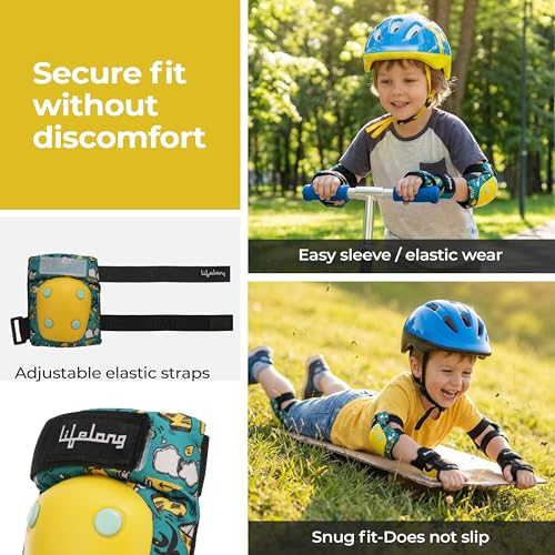 Image of Lifelong Kids Safety Protective Guard | Riding Gear for Cycling & Skating | Knee Pads for Kids, Elbow Guard, Wrist Support | Impact Protection | Yellow