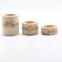 Vista 5 de Wooden Tealight Candle Holder Set 3 Sizes Tabletop Candle Stand Natural Wood Material for Home Dining Party Centerpiece