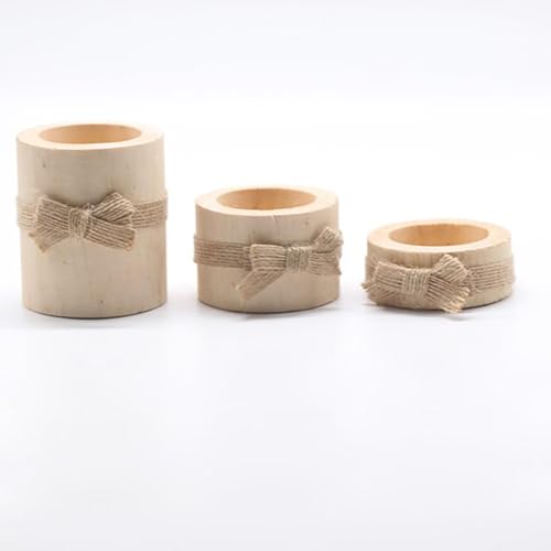 Miniatura 5 de Wooden Tealight Candle Holder Set 3 Sizes Tabletop Candle Stand Natural Wood Material for Home Dining Party Centerpiece