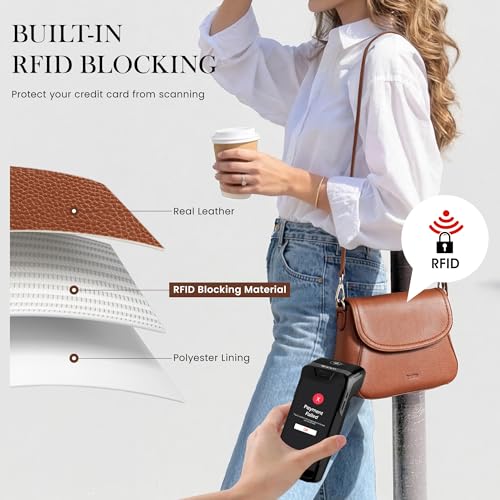 Image of befen Genuine Leather Saddle Crossbody Bags for Women with RFID Blocking, Small Flap Cross Body Purse Hangbags