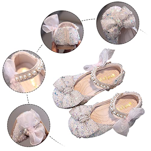 EnJoCho Tennis Shoes for Boys Performance Dance Shoes For Girls Childrens Shoes Pearl Rhinestones Shining Kids Shoes (Pink, 26)4