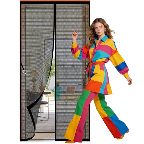 Moustiquaire de porte aimantée 96x266 cm rideau noir anti-moustique sans aucun perçage - 2