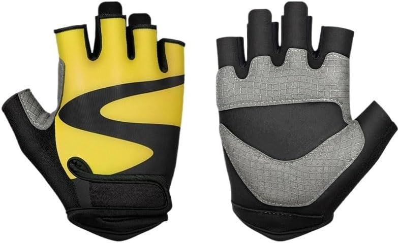 Outdoor Cycling Half Finger Anti-Slip Nylon Gloves Yoga Dumbbell Sports Fitness(White-Dinosaur Doodle4,Large)