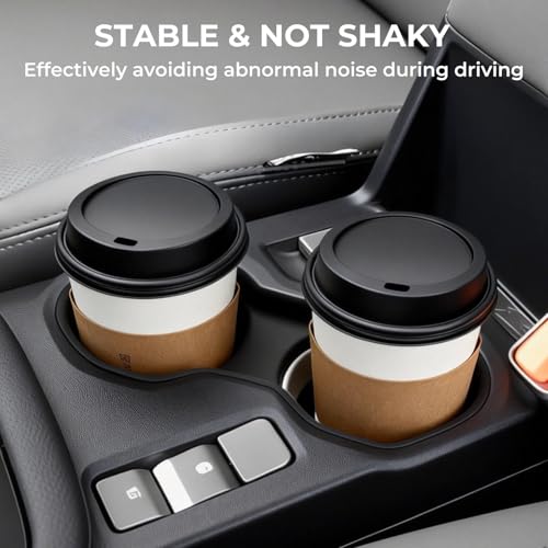 Image of Center Console Cup Holder Inserts for Subaru Forester 2025 (Not for 2026+), Interior Accessories Silicone Car Cup Holders Covers Protector for 2025 Forester, Black