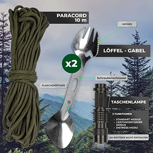 Kit de Survie Militaire Complet–Trousse de Secours avec Garrot/Lampe Torche/Couteau/Pierre à feu/Pince Multifonction/Couverture Sifflet de Survie–Camping Randonnée Pêche Chasse survivalisme – Image 5