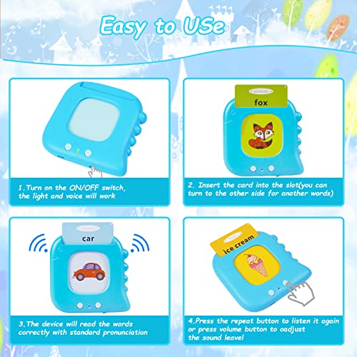 Talking Flash Cards For Toddler Autism Speech Therapy Toys Puzzle Learning Toys For 3+ Year Olds Birthday Gifts For Children(Blue) #TOP4