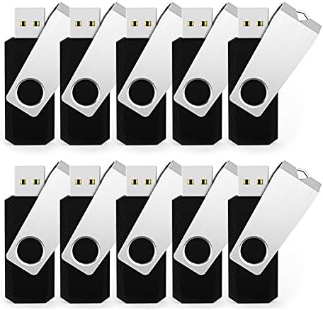 JUANWE 4GB USB Flash Drive 20 Pack Bulk USB 2.0 Thumb Drive USB Stick with Swivel Design USB Memory Stick Storage Data Backup Photo Jump Drive Pen Drive，Black