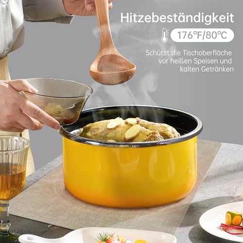 KitchenBoss Tischsets Abwaschbar Platzdeckchen und Untersetzer：6 Set Platzsets Abwaschbar rutschfest Hitzebeständig Doppelseitigen Tischset… – Ansicht 2