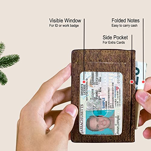 Image of Corkor Cork Card Holder Men - Cork Wallet - Vegan Leather - Minimalist Slim Front Pocket RFID