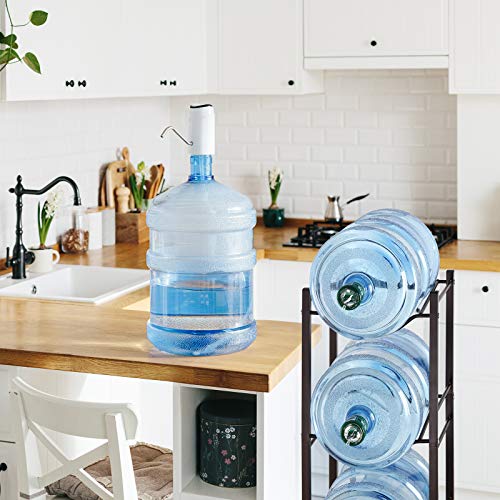 4-Tier Water Bottle Holder Rack, 5 Gallon Water Cooler Jug Storage Rack Detachable Heavy Duty Stainless Steel Water Jug Holder Water Dispenser Accessory for Office Kitchen Lobby Foyer, Bronze