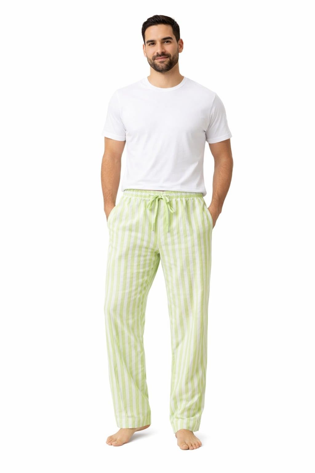 harb boost Men’s Nylon Fabric Striped Lounge Pants Lightweight Breathable Nightwear Pajama for Men Elastic Waist Drawstring Comfortable Sleepwear & Casual Home Wear Pants-picture-56