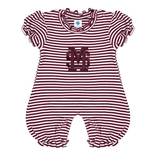 Image of Creative Knitwear College Baby Striped Puff Sleeve Romper - Team Logo, Many Colors, for Girls (Newborn-12 Months)