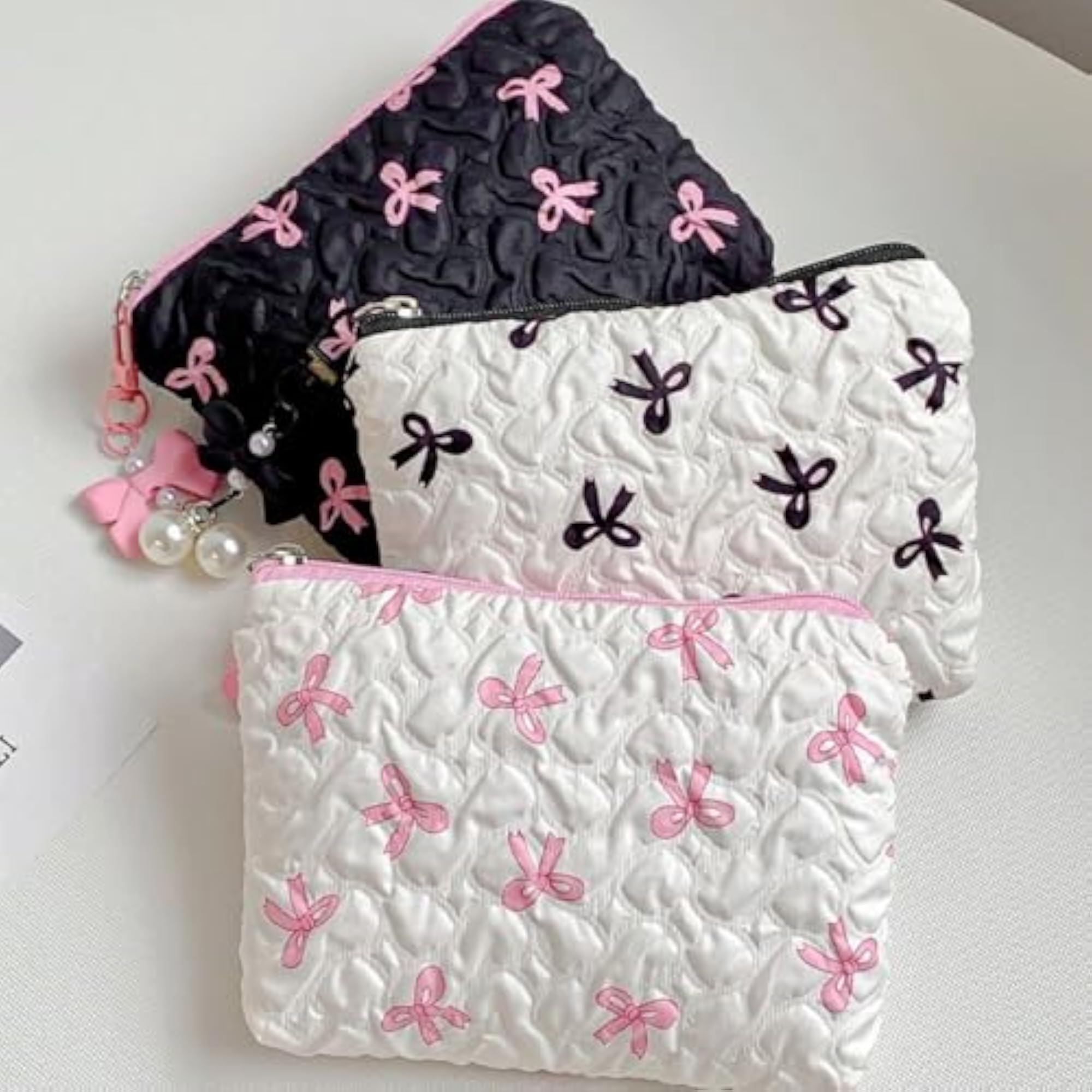2 Pcs Makeup Bags Cute Bow Cosmetic Bags