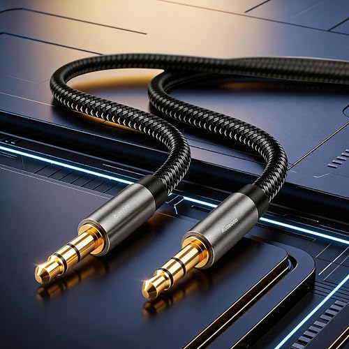 Image of Aux Cord 3 ft,Sweat-Resistant 3.5mm Audio Cable Male to Male Stereo Hi-Fi Sound Nylon Braided aux to aux TRS 1 /8 Cable for Headphones Car Home Stereos Speakers