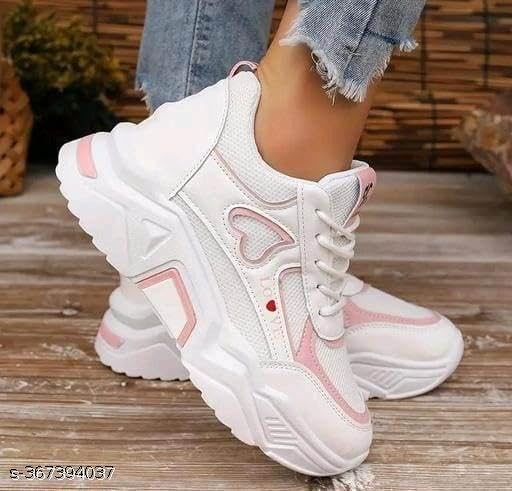 Image of Women Chunky Sneakers Lightweight Lace-Up Casual Sports Shoes Breathable Mesh Running Walking Shoes