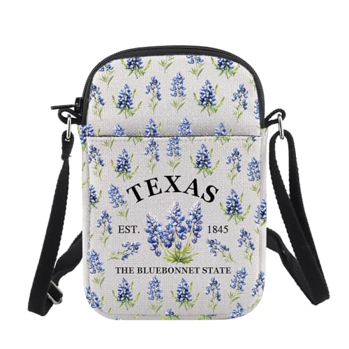 CHOORO Texas Bluebonnet Crossbody Bag Texas State Flower Bluebonnet 1845 Sling Bag Texas Bluebonnet Flower Gift