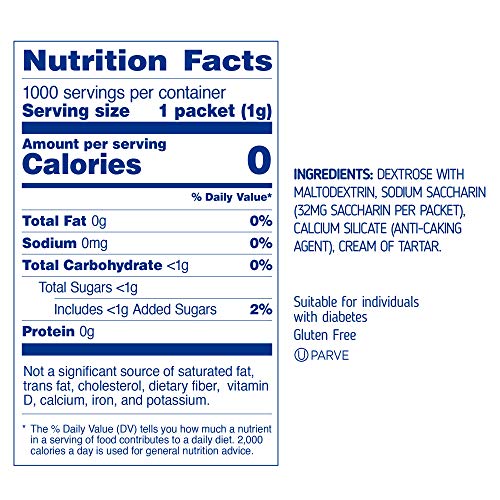 SUGARLY SWEET Zero Calorie Sweetener Packets with Saccharin, Sugar Substitute, Sugar Alternative, Pink Sweetener Packets, 1,000 Packets