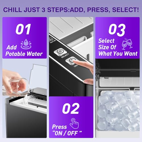 Image of Countertop Ice Makers Machine, Portable Ice Machine Producing 9 Ice Cubes Within 6 Mins, Bullet Ice Available in Two Sizes(S /L), Compact Mini Ice Maker Appliance for Home Kitchen Camping (Inky)